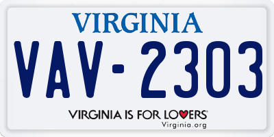 VA license plate VAV2303