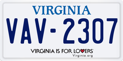 VA license plate VAV2307