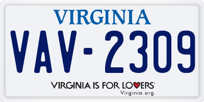 VA license plate VAV2309