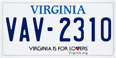 VA license plate VAV2310
