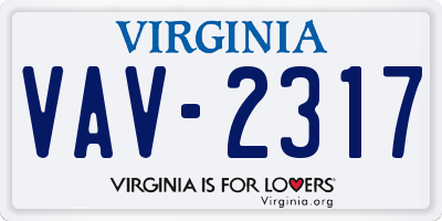 VA license plate VAV2317