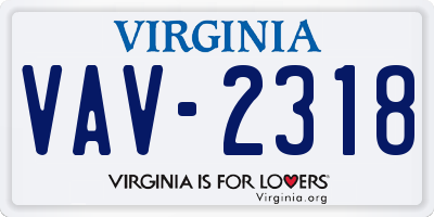 VA license plate VAV2318