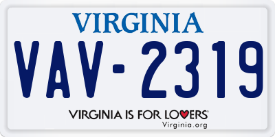 VA license plate VAV2319