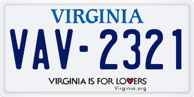 VA license plate VAV2321