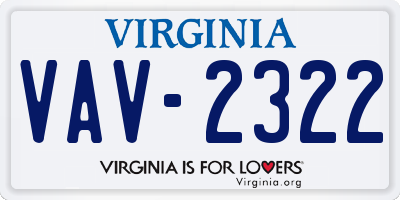 VA license plate VAV2322