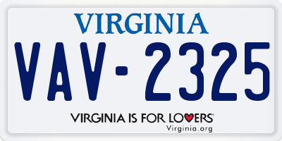 VA license plate VAV2325