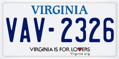 VA license plate VAV2326