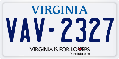 VA license plate VAV2327