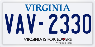 VA license plate VAV2330