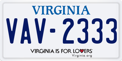VA license plate VAV2333