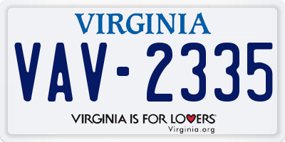 VA license plate VAV2335