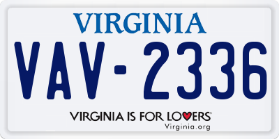 VA license plate VAV2336