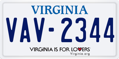 VA license plate VAV2344