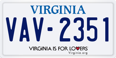 VA license plate VAV2351