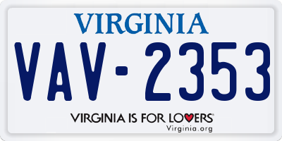 VA license plate VAV2353