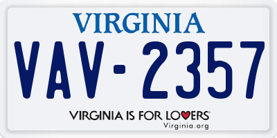 VA license plate VAV2357