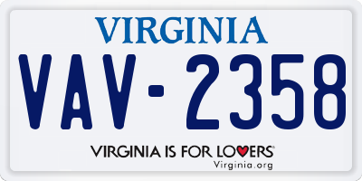 VA license plate VAV2358