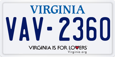 VA license plate VAV2360