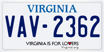 VA license plate VAV2362