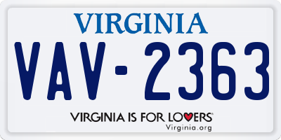 VA license plate VAV2363