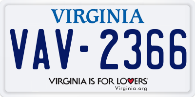 VA license plate VAV2366