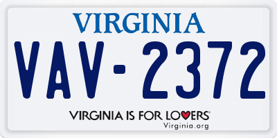 VA license plate VAV2372
