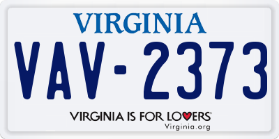 VA license plate VAV2373