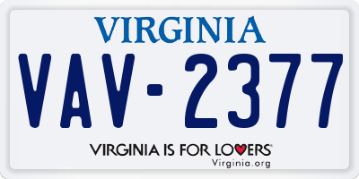 VA license plate VAV2377