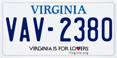 VA license plate VAV2380
