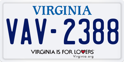 VA license plate VAV2388