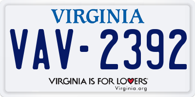 VA license plate VAV2392