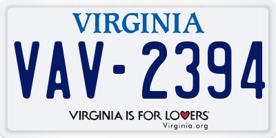 VA license plate VAV2394