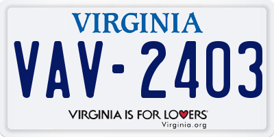 VA license plate VAV2403