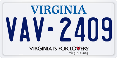 VA license plate VAV2409