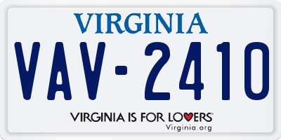 VA license plate VAV2410