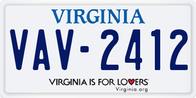 VA license plate VAV2412