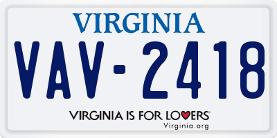 VA license plate VAV2418