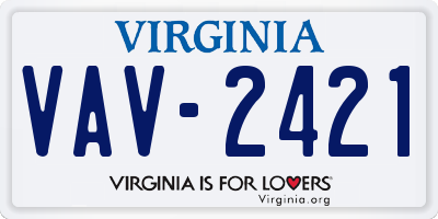 VA license plate VAV2421