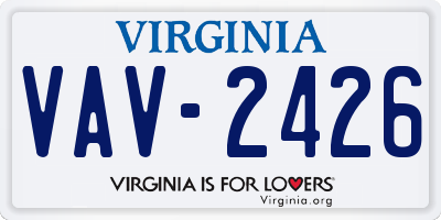 VA license plate VAV2426