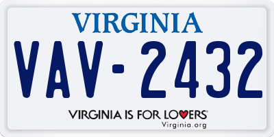 VA license plate VAV2432