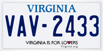 VA license plate VAV2433