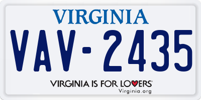 VA license plate VAV2435