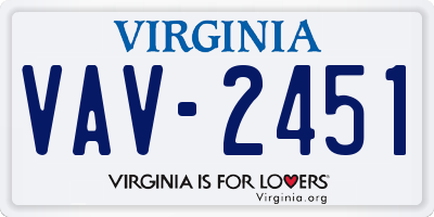 VA license plate VAV2451