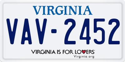 VA license plate VAV2452