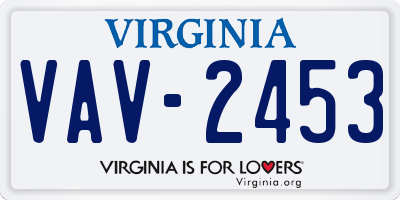 VA license plate VAV2453