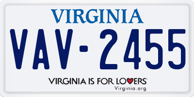VA license plate VAV2455