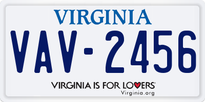 VA license plate VAV2456