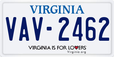 VA license plate VAV2462