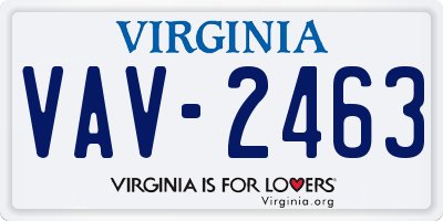 VA license plate VAV2463