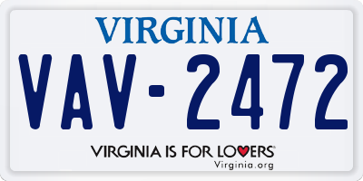 VA license plate VAV2472